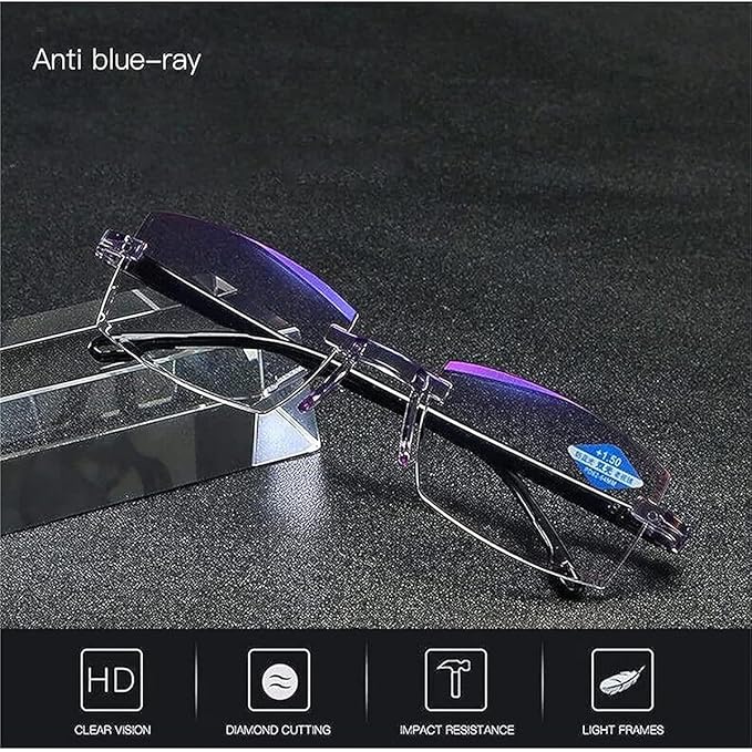 Smart Reading Glasses Rimless Anti Blue Ray Reading Glasses Men Women